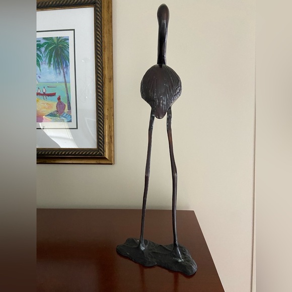 Bronze Plated Brass Tall 20” FLAMINGO Statue Sculpture India - Picture 5 of 13